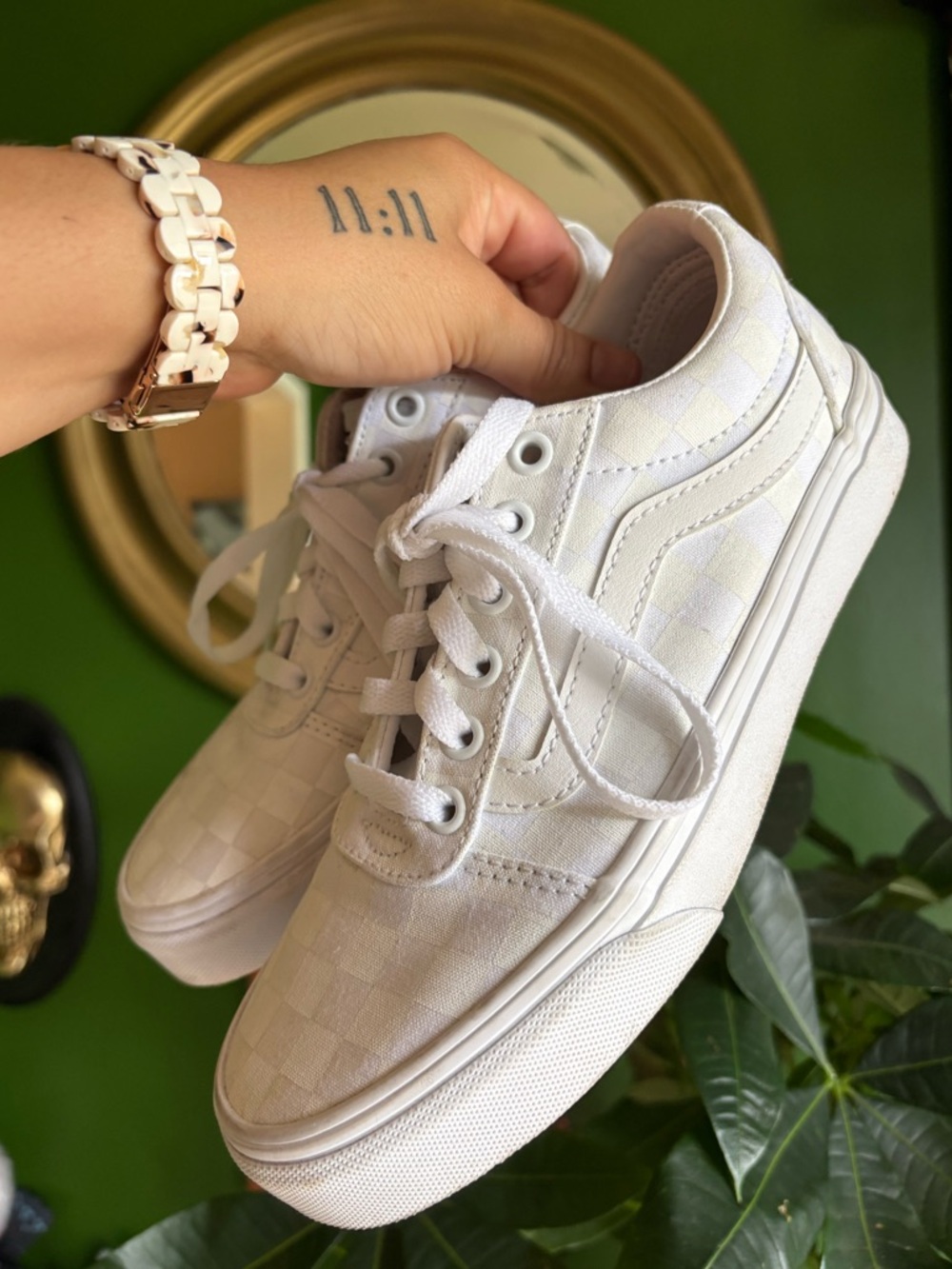 Vans White Checkerboard Old Skool Sneakers